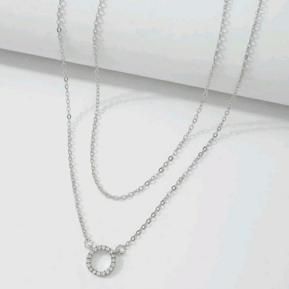 2pcs Silver Ring Charm Pendant Necklace - Picture 2 of 4